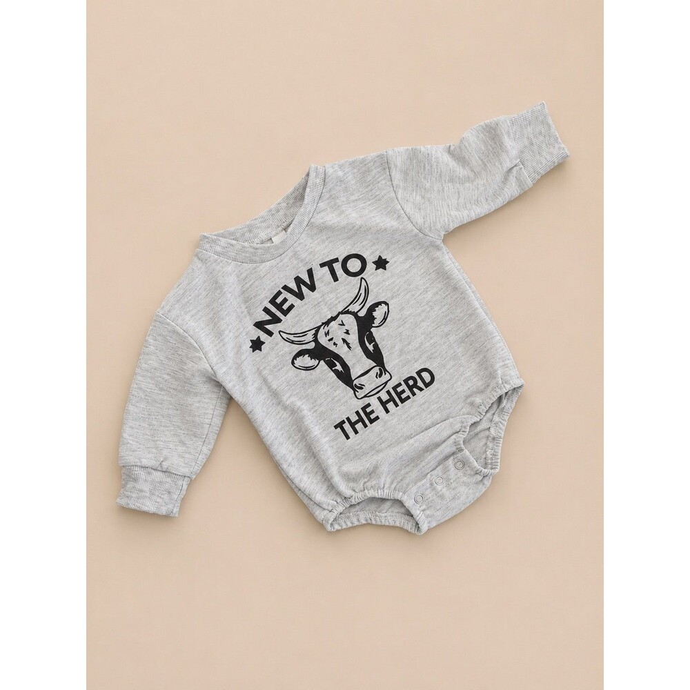 Boutique Baby Cow Romper | “New To The Herd” | 3–6 Months